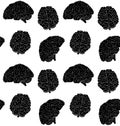 Vector seamless pattern of hand drawn human brain Royalty Free Stock Photo