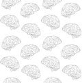 Vector seamless pattern of hand drawn brain Royalty Free Stock Photo