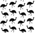 Vector seamless pattern of hand drawn emu ostrich Royalty Free Stock Photo