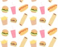 Vector seamless pattern of hand drawn fast food Royalty Free Stock Photo