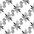 Vector seamless pattern with hand drawn floral oriental abstract elements on white background