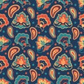 Vector seamless pattern with hand drawn floral ornament in ethnical Indian style. pattern for printing on fabric, wrapping paper