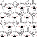 Vector seamless pattern with hand-drawn funny cute fat animals. Silhouettes of animals on a white background. Fun texture with Royalty Free Stock Photo