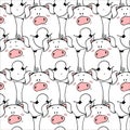 Vector seamless pattern with hand-drawn funny cute fat animals. Silhouettes of animals on a white background. Fun texture with Royalty Free Stock Photo