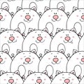 Vector seamless pattern with hand-drawn funny cute fat animals. Silhouettes of animals on a white background. Fun texture with Royalty Free Stock Photo