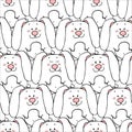 Vector seamless pattern with hand-drawn funny cute fat animals. Silhouettes of animals on a white background. Fun texture with Royalty Free Stock Photo