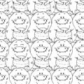 Vector seamless pattern with hand-drawn funny cute fat animals. Silhouettes of animals on a white background. Fun texture with Royalty Free Stock Photo