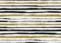 Vector seamless pattern with hand drawn gold glitter textured rough brush strokes and stripes hand painted Royalty Free Stock Photo