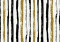 Vector seamless pattern with hand drawn gold glitter textured rough brush strokes and stripes hand painted Royalty Free Stock Photo