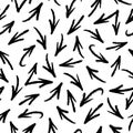 Seamless pattern with hand drawn grunge arrows on white background. Royalty Free Stock Photo