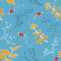 Vector seamless pattern with hand drawn herbs.