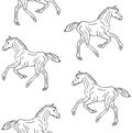 Vector seamless pattern of hand drawn horse foal Royalty Free Stock Photo
