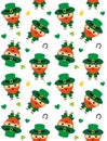 Vector seamless pattern of hand drawn leprechaun