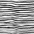 Vector seamless pattern with hand drawn lines .. Ink wavy line. Print for fabric, paper, wallpaper. Striped black white background Royalty Free Stock Photo