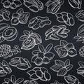 Seamless pattern with nuts and seeds