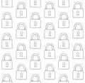 Vector seamless pattern of hand drawn outline lock
