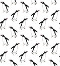 Vector seamless pattern of hand drawn penguin Royalty Free Stock Photo