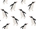 Vector seamless pattern of hand drawn penguin Royalty Free Stock Photo