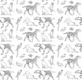 Vector seamless pattern of hand drawn pets Royalty Free Stock Photo