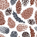 Vector seamless pattern with hand drawn pine cones Royalty Free Stock Photo