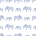 Vector Seamless pattern with hand drawn silhouette elephants and baby elephant