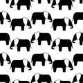 Vector Seamless pattern with hand drawn silhouette elephants . Background in flat style