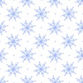 Vector seamless pattern with hand drawn snowflakes.