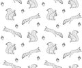 Vector seamless pattern of hand drawn squirrel