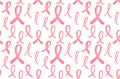 Vector seamless pattern of hand drawn textured pink breast cancer awareness ribbon Women oncological disease awareness Royalty Free Stock Photo