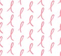 Vector seamless pattern of hand drawn textured pink breast cancer awareness ribbon Women oncological disease awareness Royalty Free Stock Photo