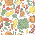 Vector pattern with hand drawn vegetables