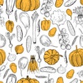 Vector pattern with   vegetables on white background Royalty Free Stock Photo