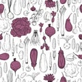 Vector  pattern with   vegetables on white background Royalty Free Stock Photo