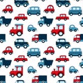 Vector seamless pattern with hand drawn vintage cars made in textured way. Beautiful design elements, perfect for Royalty Free Stock Photo