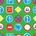 Vector seamless pattern, hand-drawn watercolor road signs