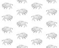 Vector seamless pattern of hand drawn wild bison