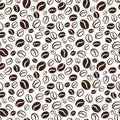 Vector seamless pattern with handrawn coffee beans. Repeating co Royalty Free Stock Photo