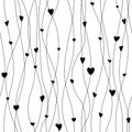 Vector seamless pattern with hanging heart garlands. Threads and hearts. Cute wrapping paper background