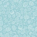 Vector seamless pattern for happy Easter day with decorative eggs.