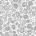 Vector seamless pattern for happy Easter day with decorative eggs.