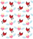 Vector seamless pattern of heart angel and devil Royalty Free Stock Photo