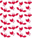 Vector seamless pattern of heart angel and devil Royalty Free Stock Photo