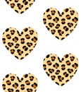 Vector seamless pattern of heart with leopard fur Royalty Free Stock Photo