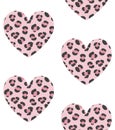 Vector seamless pattern of heart with leopard fur Royalty Free Stock Photo