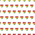 Seamless pattern of heart shape with colour of LBGTQ on white background Royalty Free Stock Photo