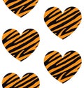 Vector seamless pattern of heart with tiger print Royalty Free Stock Photo