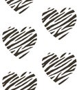 Vector seamless pattern of heart with zebra print Royalty Free Stock Photo