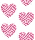 Vector seamless pattern of heart with zebra print Royalty Free Stock Photo