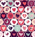 Vector seamless pattern of hearts and birds Royalty Free Stock Photo