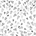 Vector seamless pattern with hearts. Endless texture for Romantic design. Hand-drawn love background. Royalty Free Stock Photo